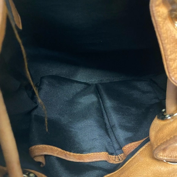 Joelle Hawkens Soft Smooth Caramel Color Leather Drawstring Bucket Bag - Picture 13 of 16